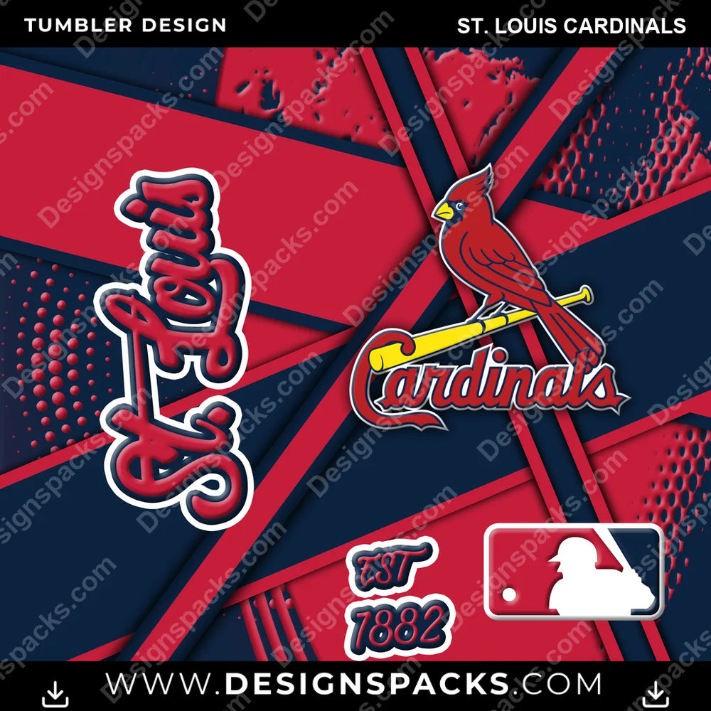 Baseball Team Sport St. Louis Cardinals MLB Baseball Tumbler Digital Wrap Design Download