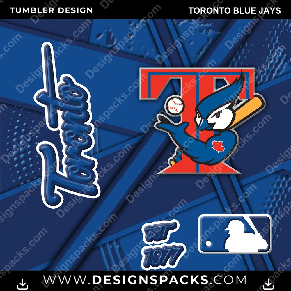 Baseball Team Sport Toronto Blue Jays MLB Baseball Tumbler Digital Wrap Design Download