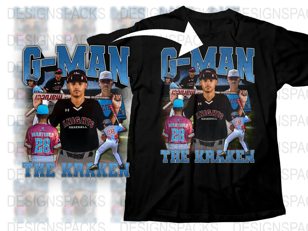 Baseball Themed G-Man The Kraken Graphic Png Digital Download