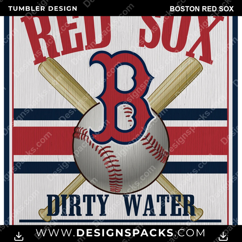 Baseball Vintage Wood Logo Boston Red Sox MLB Baseball Tumbler Digital Wrap Design Download