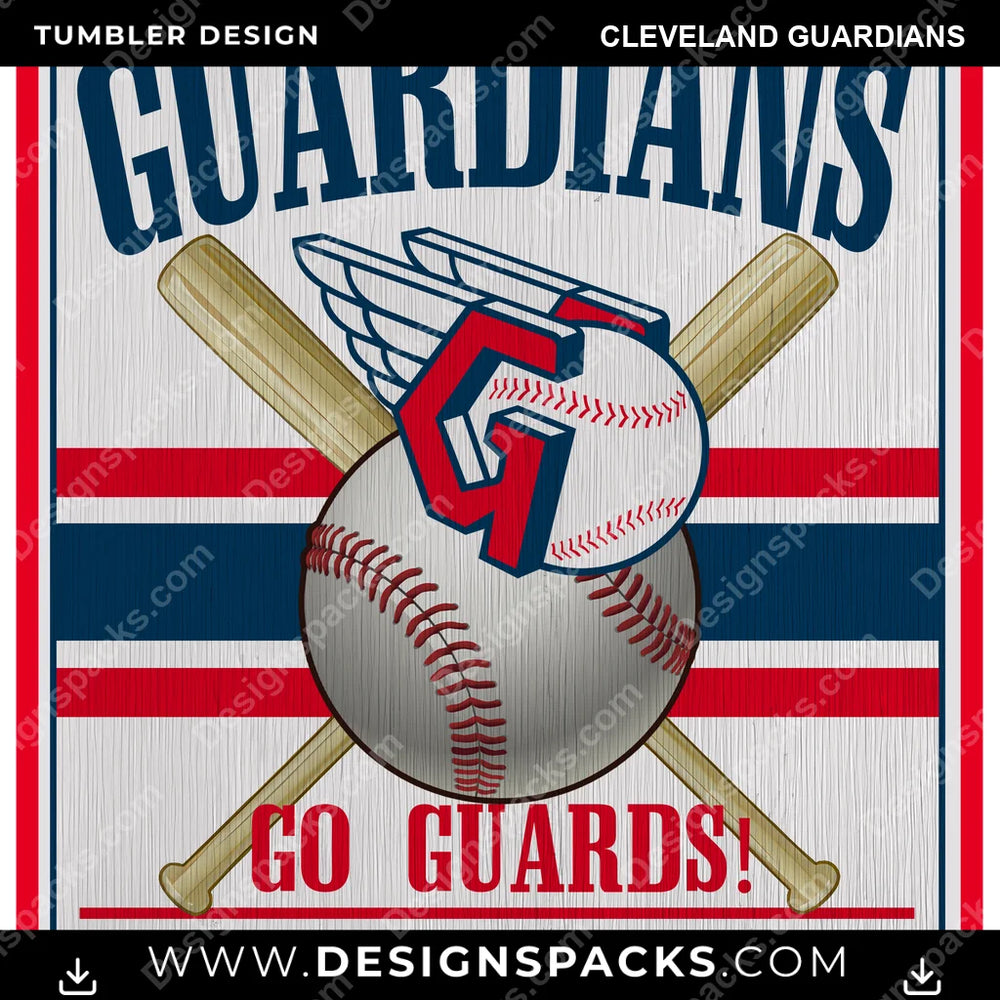 Baseball Vintage Wood Logo Cleveland Guardians MLB Baseball Tumbler Digital Wrap Design Download