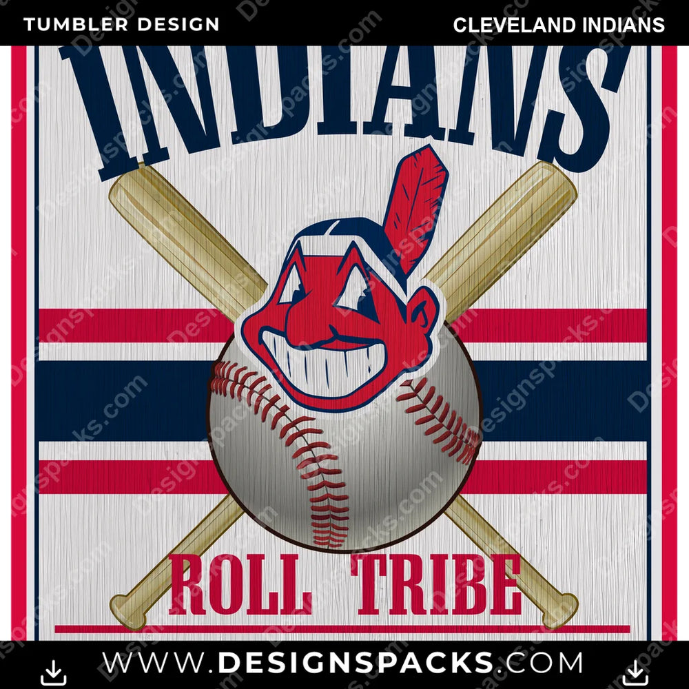 Baseball Vintage Wood Logo Cleveland Indians MLB Baseball Tumbler Digital Wrap Design Download