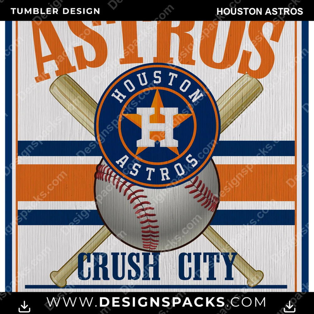 Baseball Vintage Wood Logo Houston Astros MLB Baseball Tumbler Digital Wrap Design Download