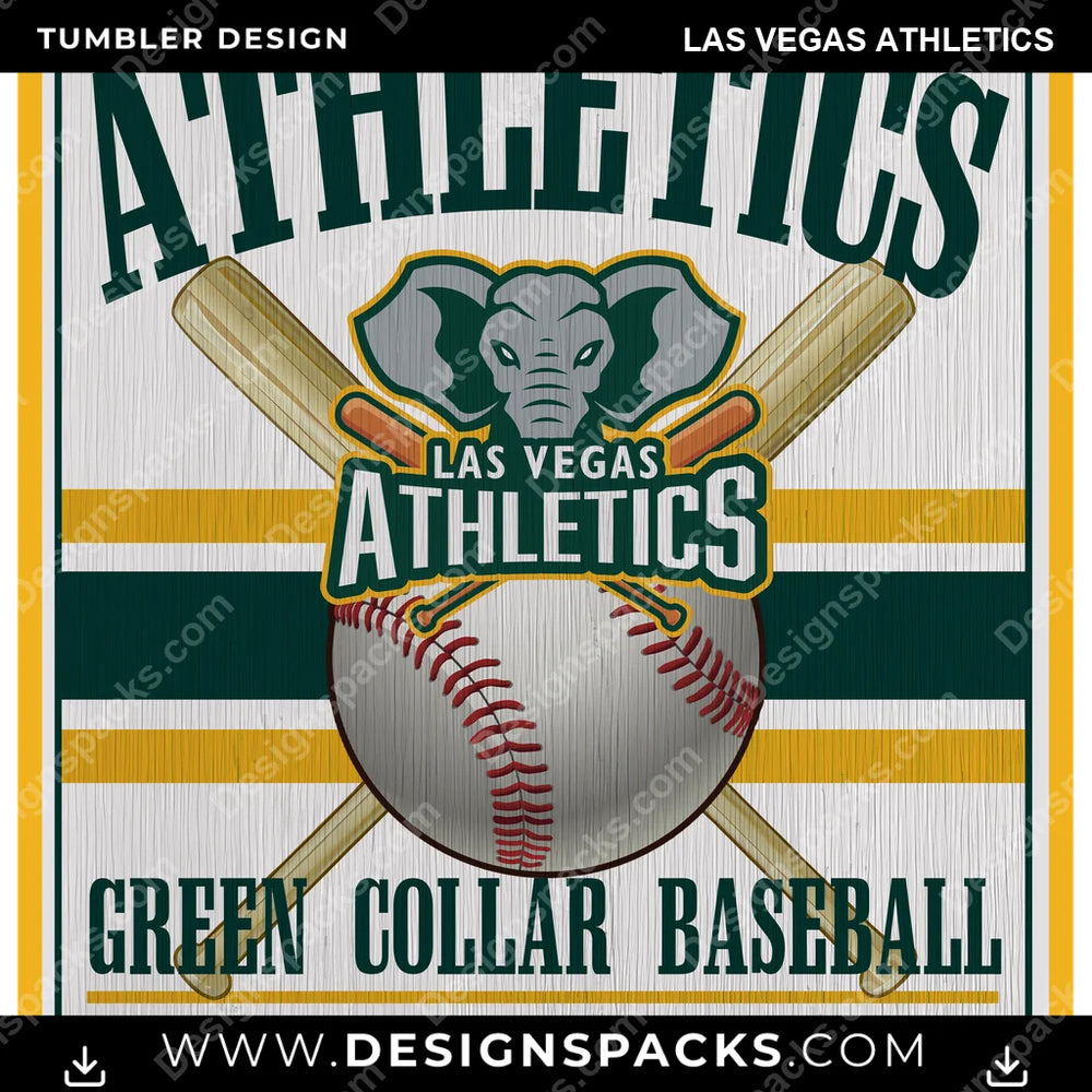 Baseball Vintage Wood Logo Las Vegas Athletics MLB Baseball Tumbler Digital Wrap Design Download
