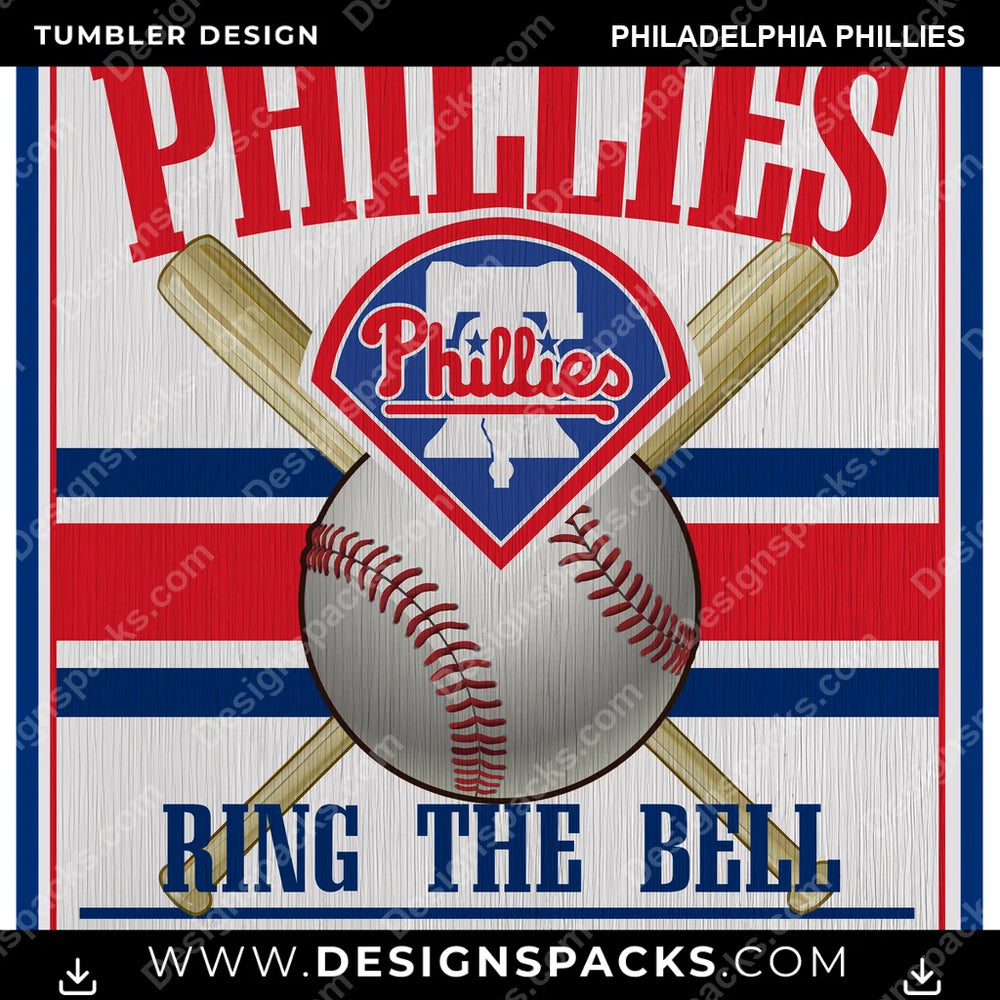 Baseball Vintage Wood Logo Philadelphia Phillies MLB Baseball Tumbler Digital Wrap Design Download