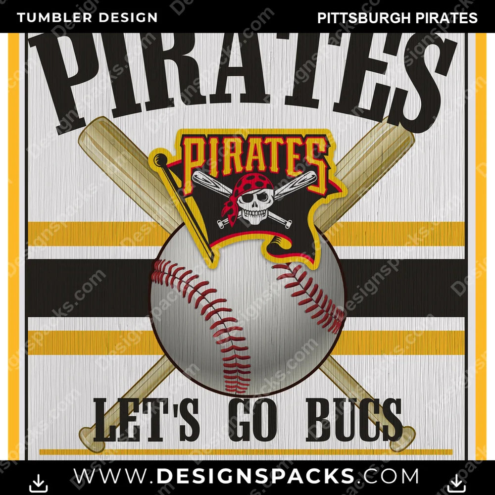 Baseball Vintage Wood Logo Pittsburgh Pirates MLB Baseball Tumbler Digital Wrap Design Download