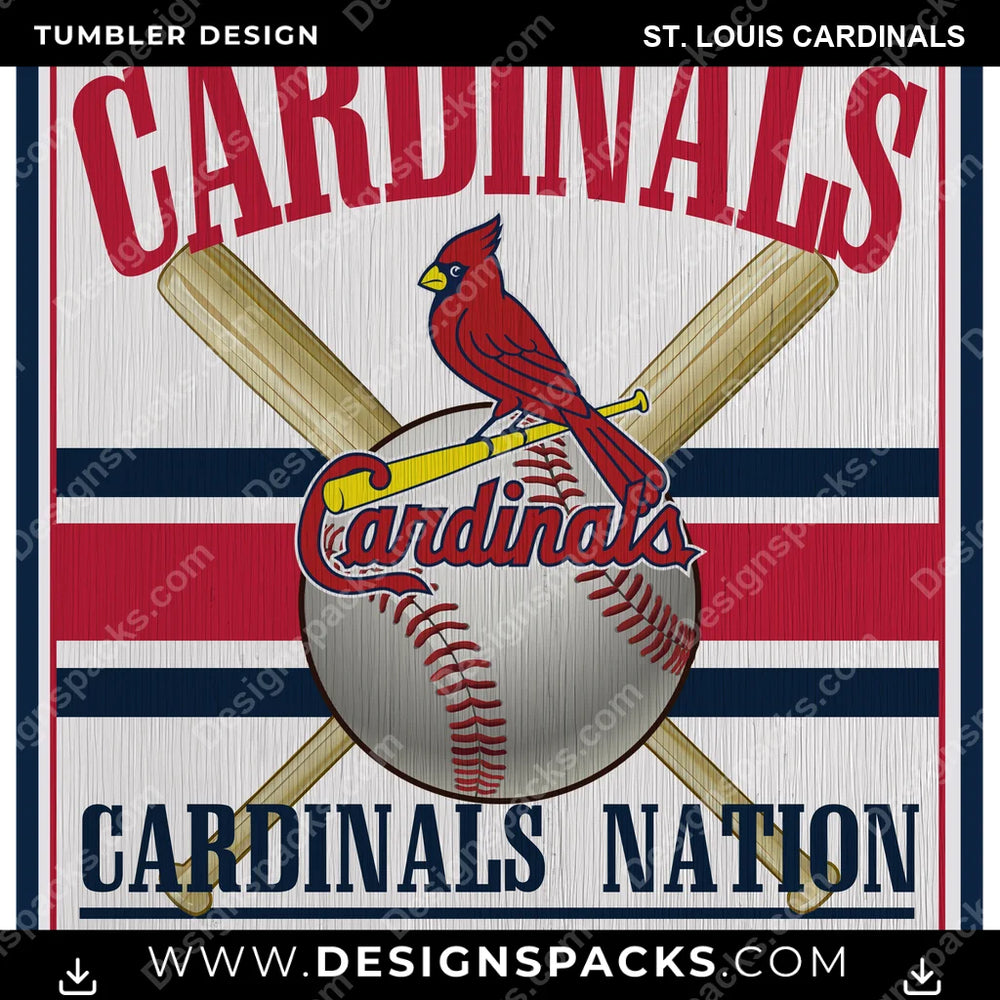 Baseball Vintage Wood Logo St. Louis Cardinals MLB Baseball Tumbler Digital Wrap Design Download