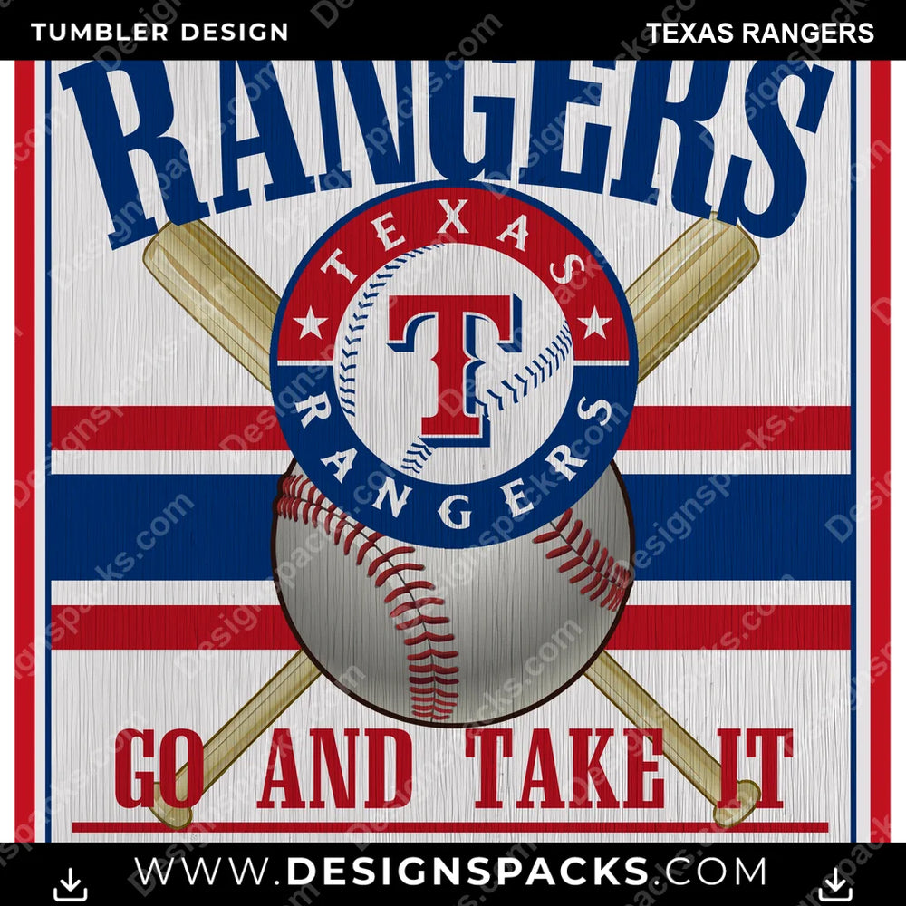 Baseball Vintage Wood Logo Texas Rangers MLB Baseball Tumbler Digital Wrap Design Download