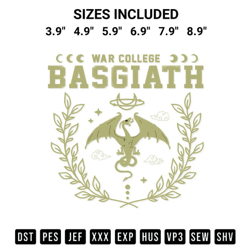 Basgiath War College Fourth Wing Embroidery Design