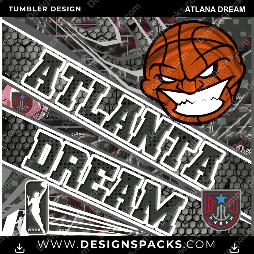Basketball Angry Sports Atlana Dream NBA Basketball Tumbler Digital Wrap Design Download