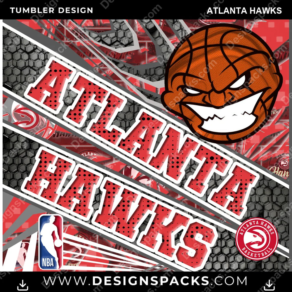 Basketball Angry Sports Atlanta Hawks NBA Basketball Tumbler Digital Wrap Design Download
