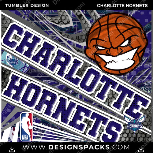 Basketball Angry Sports Charlotte Hornets NBA Basketball Tumbler Digital Wrap Design Download