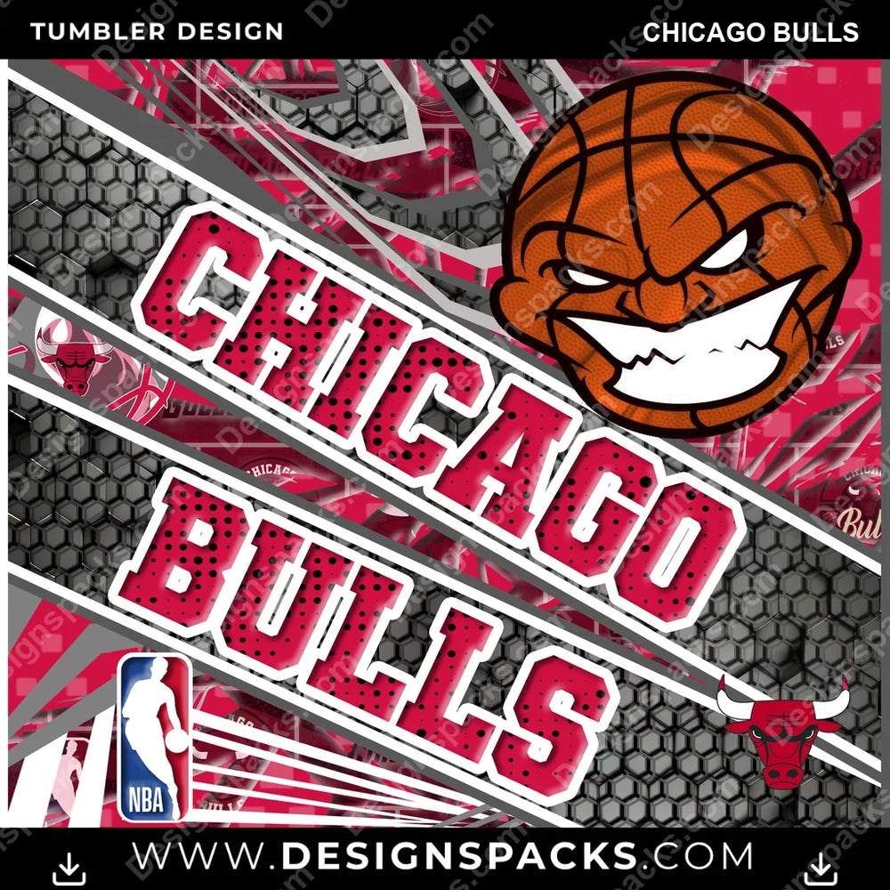 Basketball Angry Sports Chicago Bulls NBA Basketball Tumbler Digital Wrap Design Download