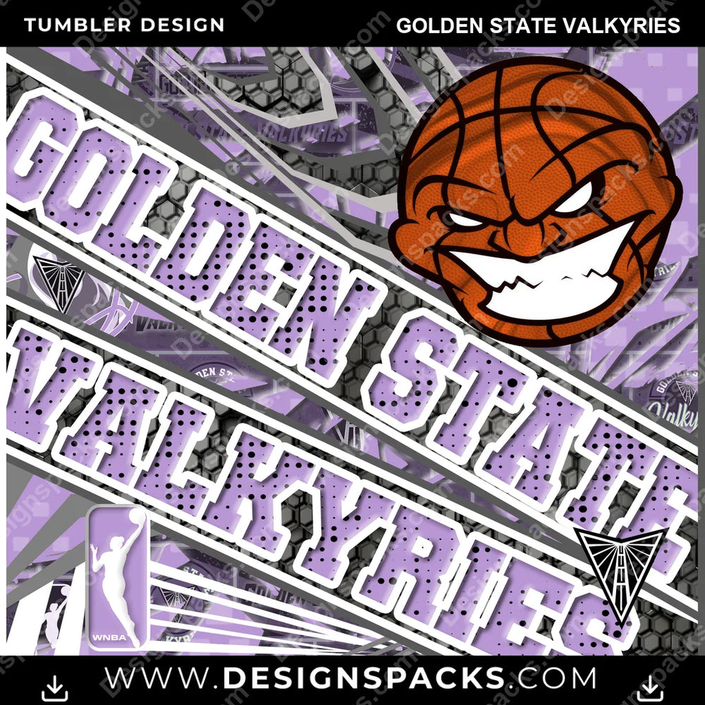 Basketball Angry Sports Golden State Valkyries NBA Basketball Tumbler Digital Wrap Design Download