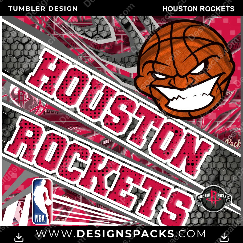 Basketball Angry Sports Houston Rockets NBA Basketball Tumbler Digital Wrap Design Download