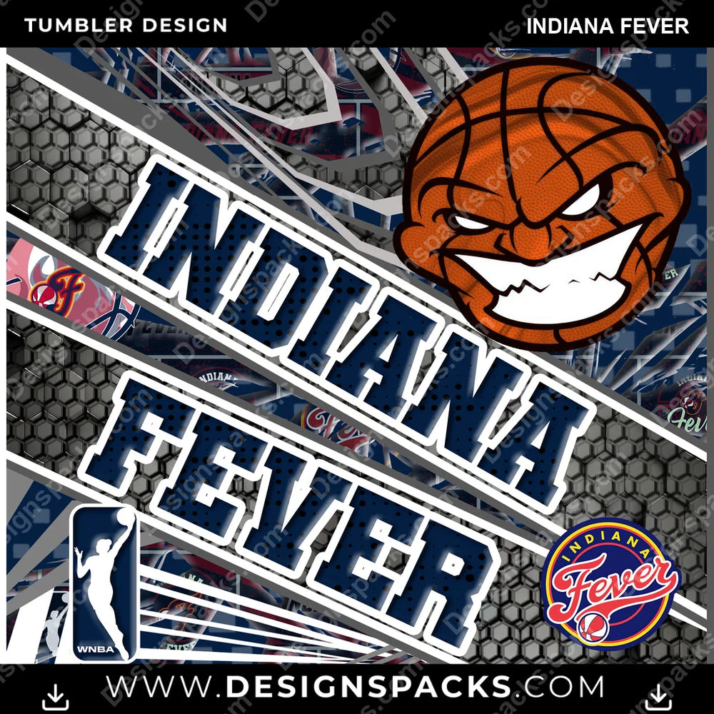 Basketball Angry Sports Indiana Fever NBA Basketball Tumbler Digital Wrap Design Download