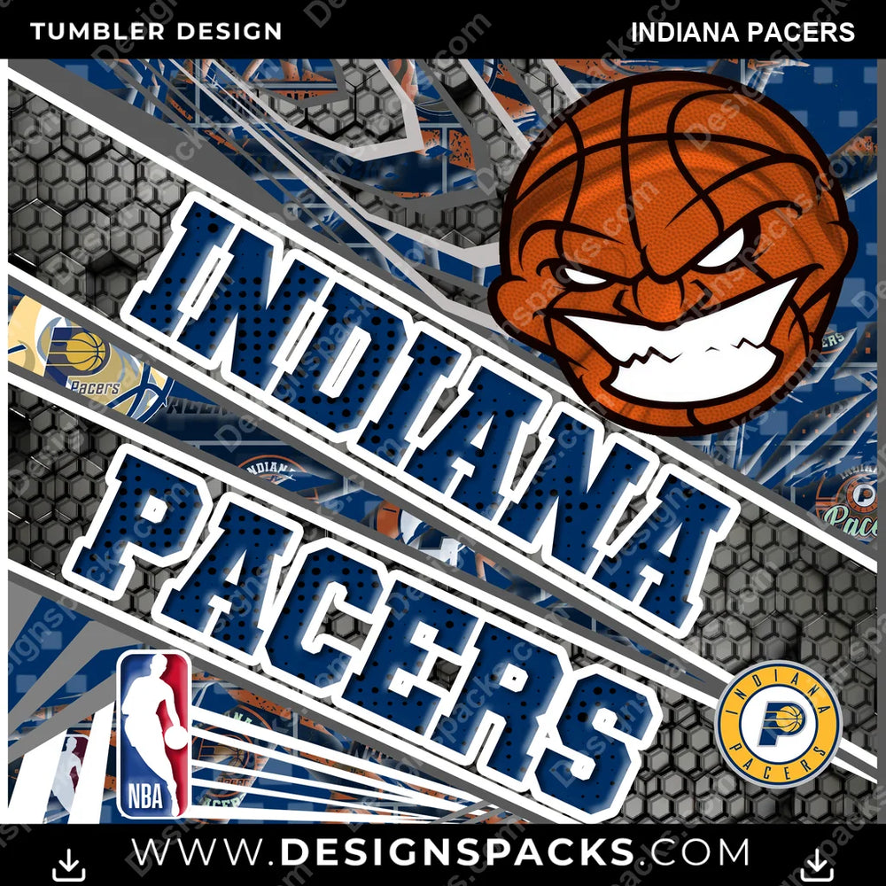 Basketball Angry Sports Indiana Pacers NBA Basketball Tumbler Digital Wrap Design Download