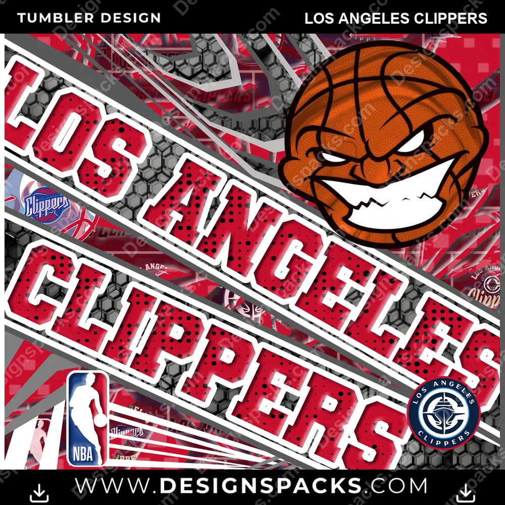 Basketball Angry Sports Los Angeles Clippers NBA Basketball Tumbler Digital Wrap Design Download