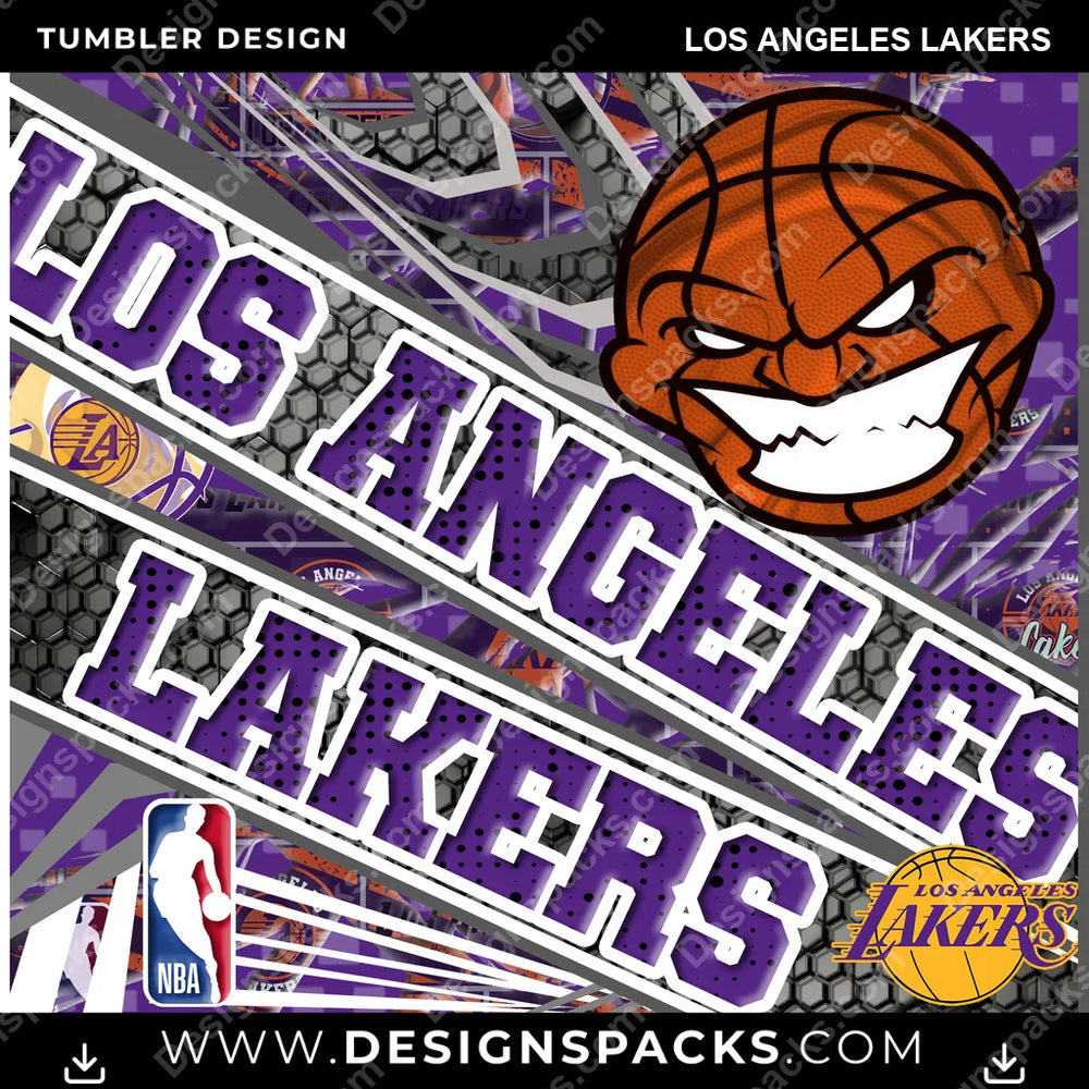 Basketball Angry Sports Los Angeles Lakers NBA Basketball Tumbler Digital Wrap Design Download