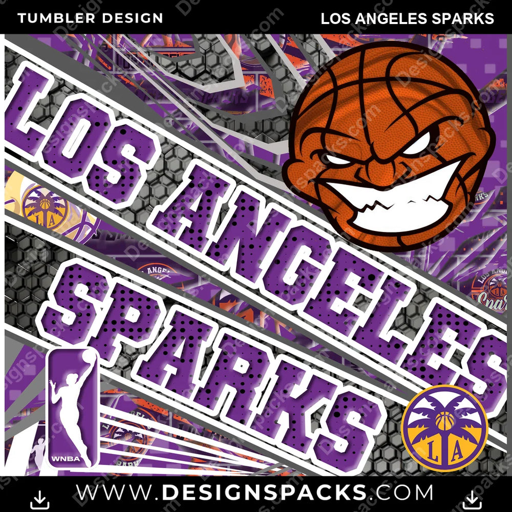 Basketball Angry Sports Los Angeles Sparks NBA Basketball Tumbler Digital Wrap Design Download