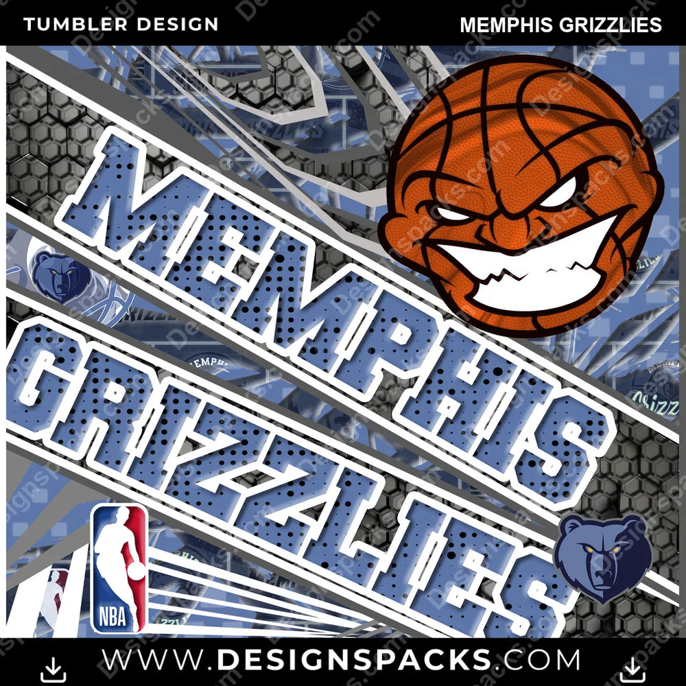 Basketball Angry Sports Memphis Grizzlies NBA Basketball Tumbler Digital Wrap Design Download