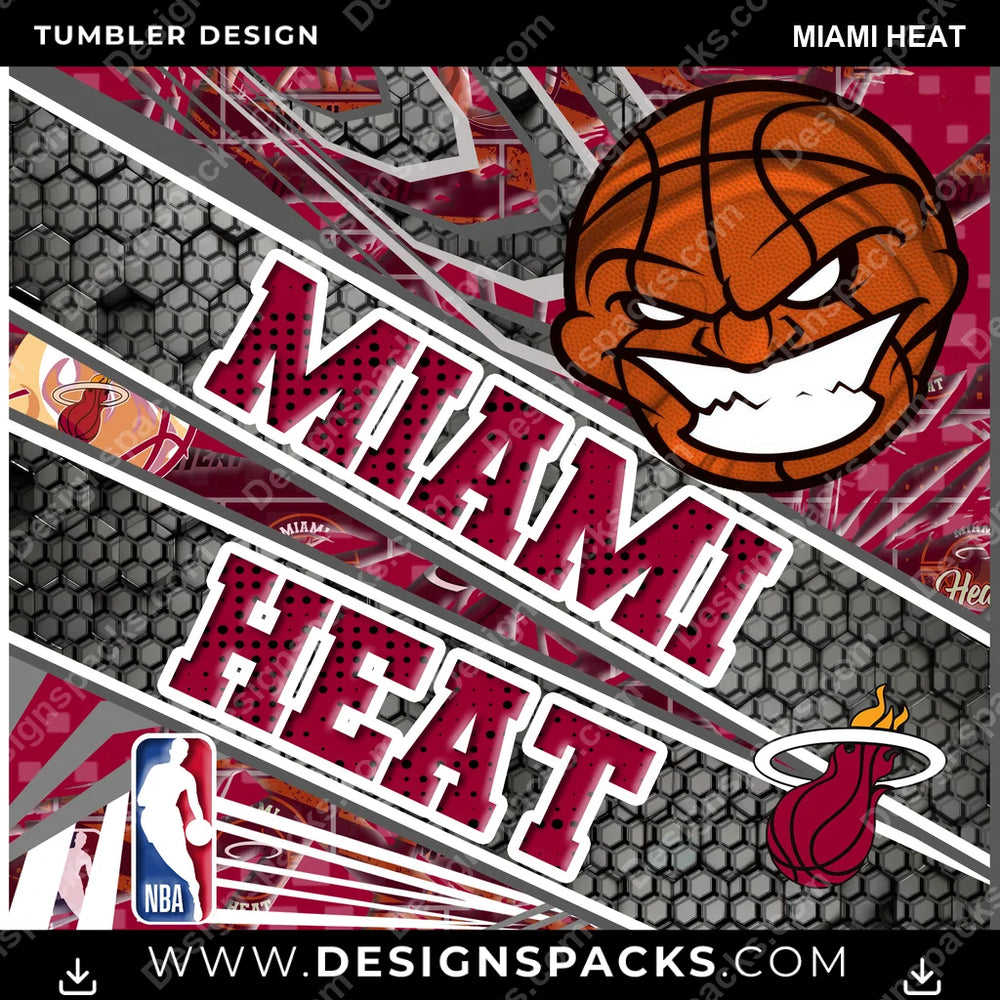 Basketball Angry Sports Miami Heat NBA Basketball Tumbler Digital Wrap Design Download