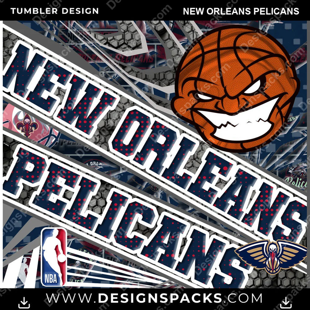 Basketball Angry Sports New Orleans Pelicans NBA Basketball Tumbler Digital Wrap Design Download