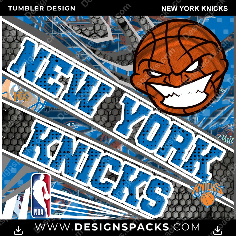 Basketball Angry Sports New York Knicks NBA Basketball Tumbler Digital Wrap Design Download