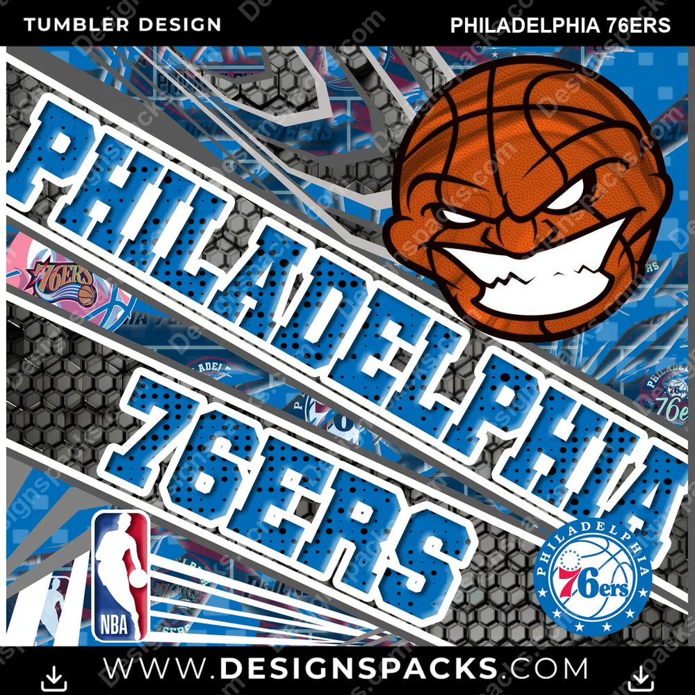 Basketball Angry Sports Philadelphia 76ers NBA Basketball Tumbler Digital Wrap Design Download