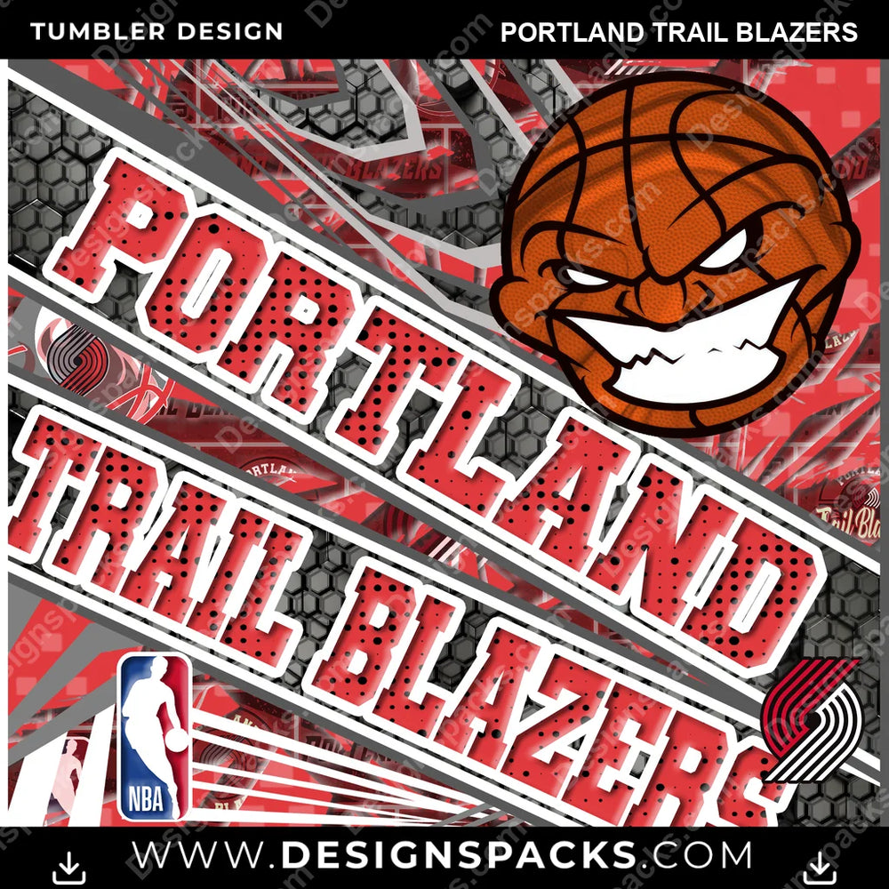 Basketball Angry Sports Portland Trail Blazers NBA Basketball Tumbler Digital Wrap Design Download