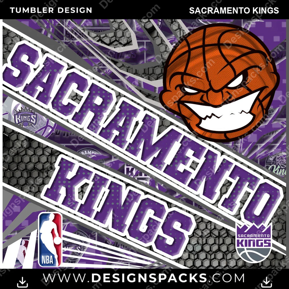Basketball Angry Sports Sacramento Kings NBA Basketball Tumbler Digital Wrap Design Download