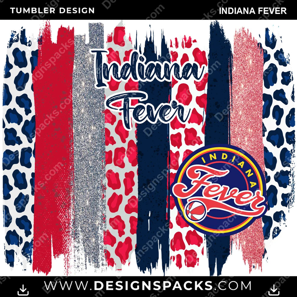 Basketball Brush Strokes Indiana Fever NBA Basketball Tumbler Digital Wrap Design Download