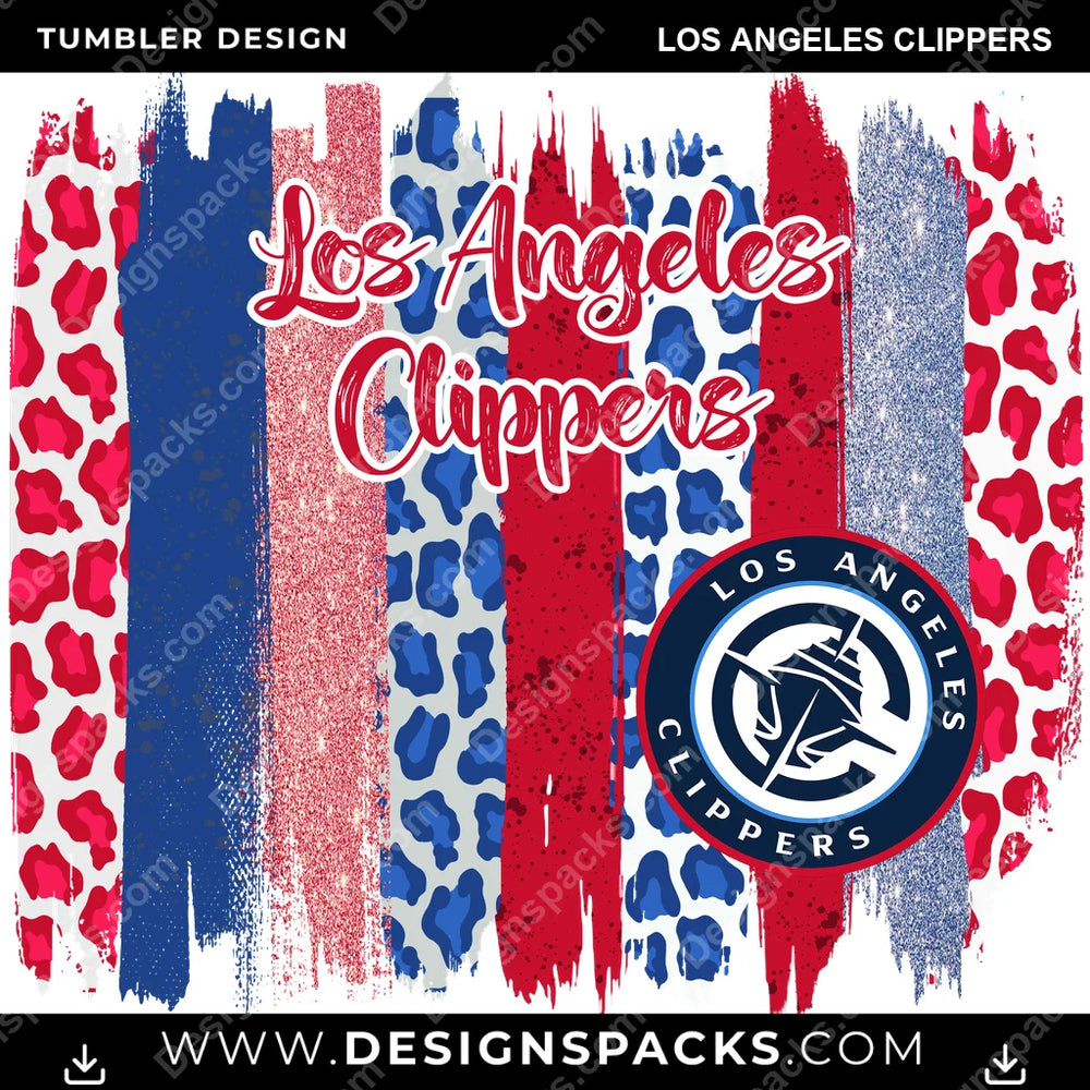 Basketball Brush Strokes Los Angeles Clippers NBA Basketball Tumbler Digital Wrap Design Download
