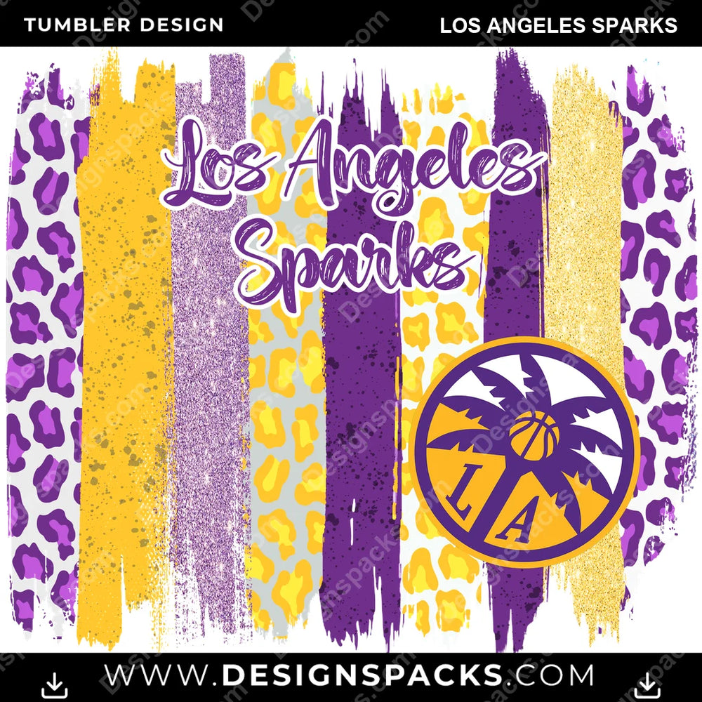 Basketball Brush Strokes Los Angeles Sparks NBA Basketball Tumbler Digital Wrap Design Download