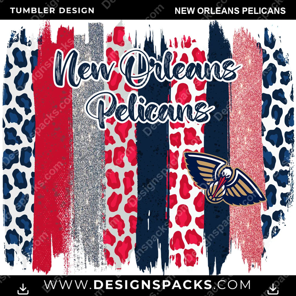 Basketball Brush Strokes New Orleans Pelicans NBA Basketball Tumbler Digital Wrap Design Download