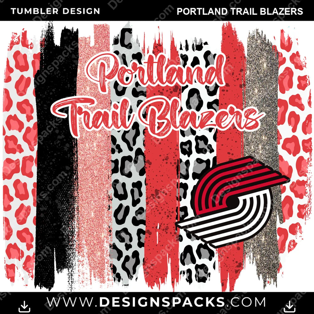 Basketball Brush Strokes Portland Trail Blazers NBA Basketball Tumbler Digital Wrap Design Download