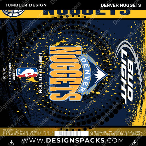 Basketball Bud Denver Nuggets NBA Basketball Tumbler Digital Wrap Design Download