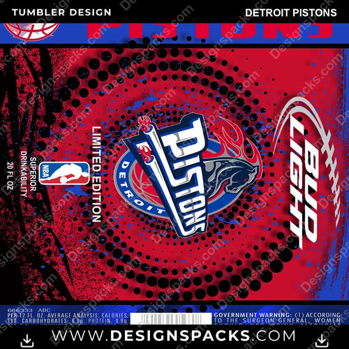 Basketball Bud Detroit Pistons NBA Basketball Tumbler Digital Wrap Design Download