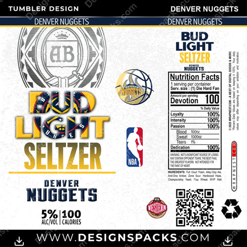 Basketball Bud Light Seltzer Denver Nuggets NBA Basketball Tumbler Digital Wrap Design Download