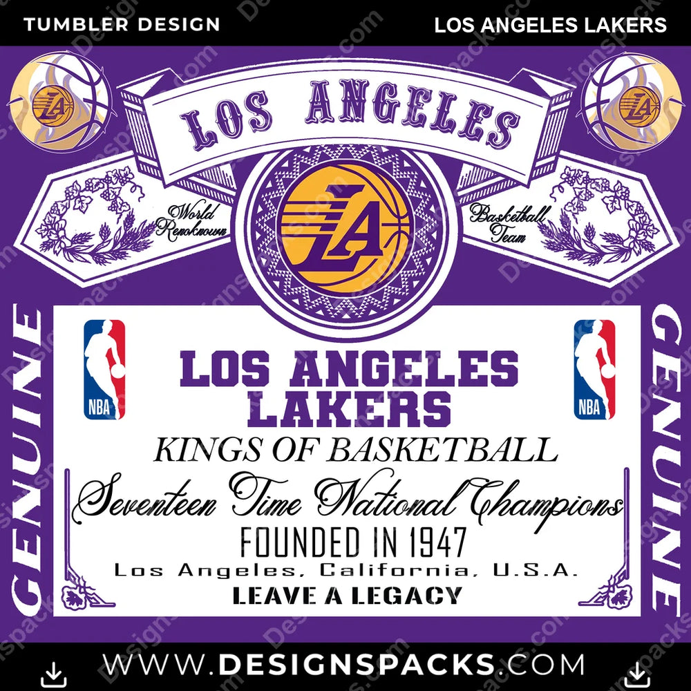 Basketball Budweiser Los Angeles Lakers NBA Basketball Tumbler Digital Wrap Design Download