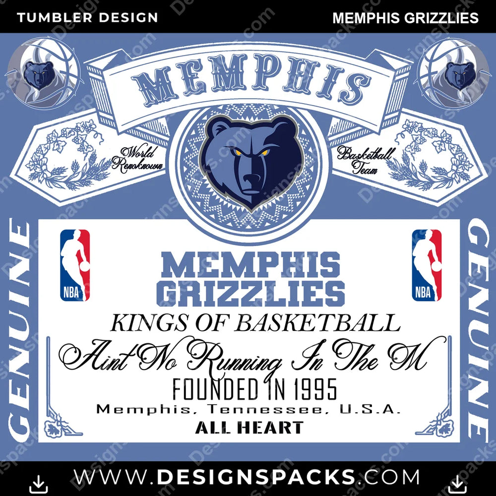 Basketball Budweiser Memphis Grizzlies NBA Basketball Tumbler Digital Wrap Design Download