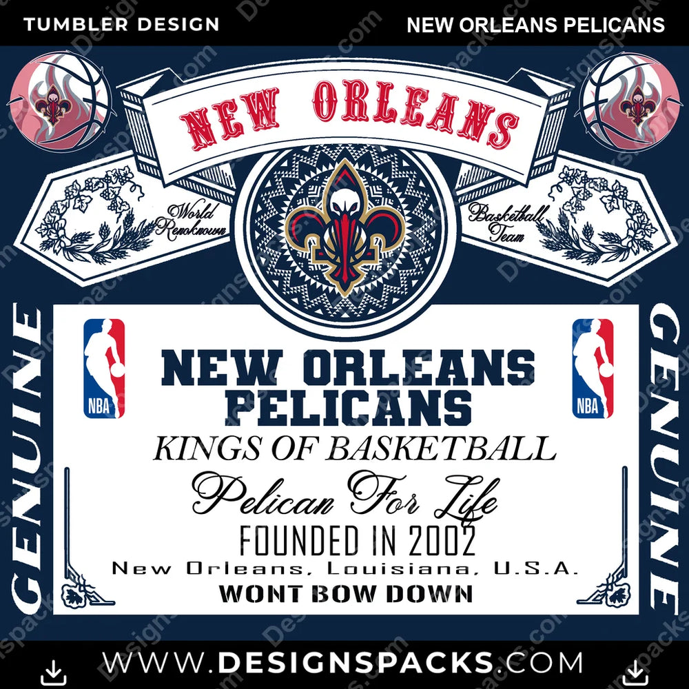 Basketball Budweiser New Orleans Pelicans NBA Basketball Tumbler Digital Wrap Design Download