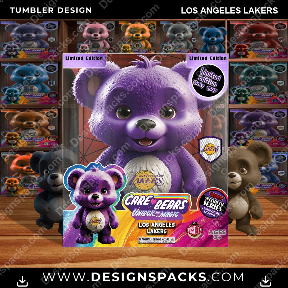 Basketball Care Bear Box Los Angeles Lakers NBA Basketball Tumbler Digital Wrap Design Download