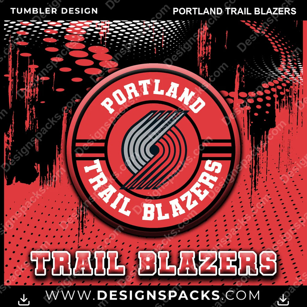 Basketball Dot Logo Portland Trail Blazers NBA Basketball Tumbler Digital Wrap Design Download
