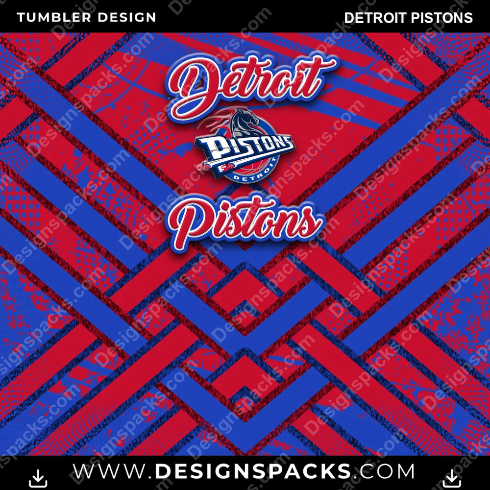 Basketball Glitter Stripe Detroit Pistons NBA Basketball Tumbler Digital Wrap Design Download