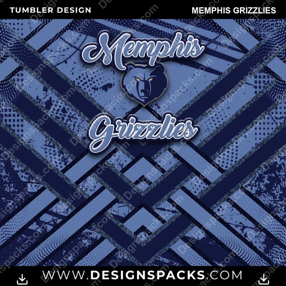 Basketball Glitter Stripe Memphis Grizzlies NBA Basketball Tumbler Digital Wrap Design Download