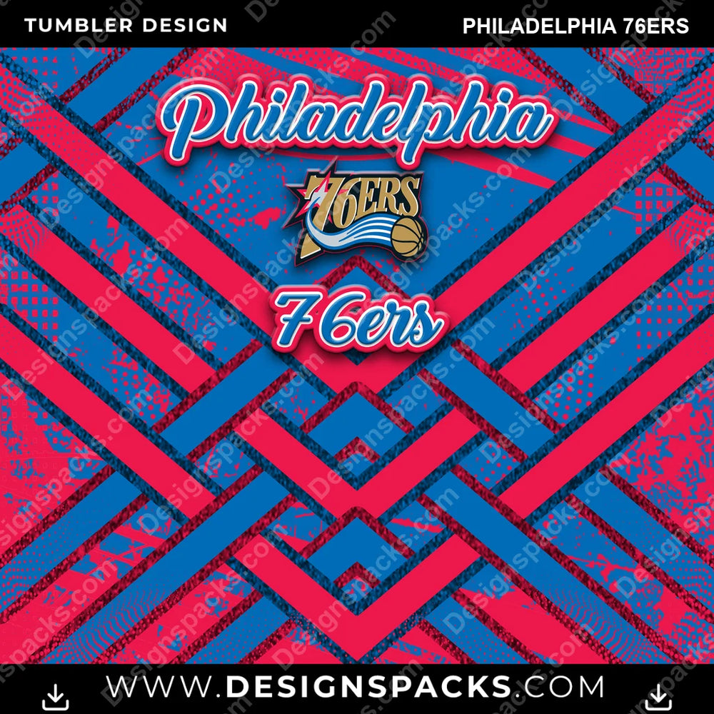 Basketball Glitter Stripe Philadelphia 76ers NBA Basketball Tumbler Digital Wrap Design Download