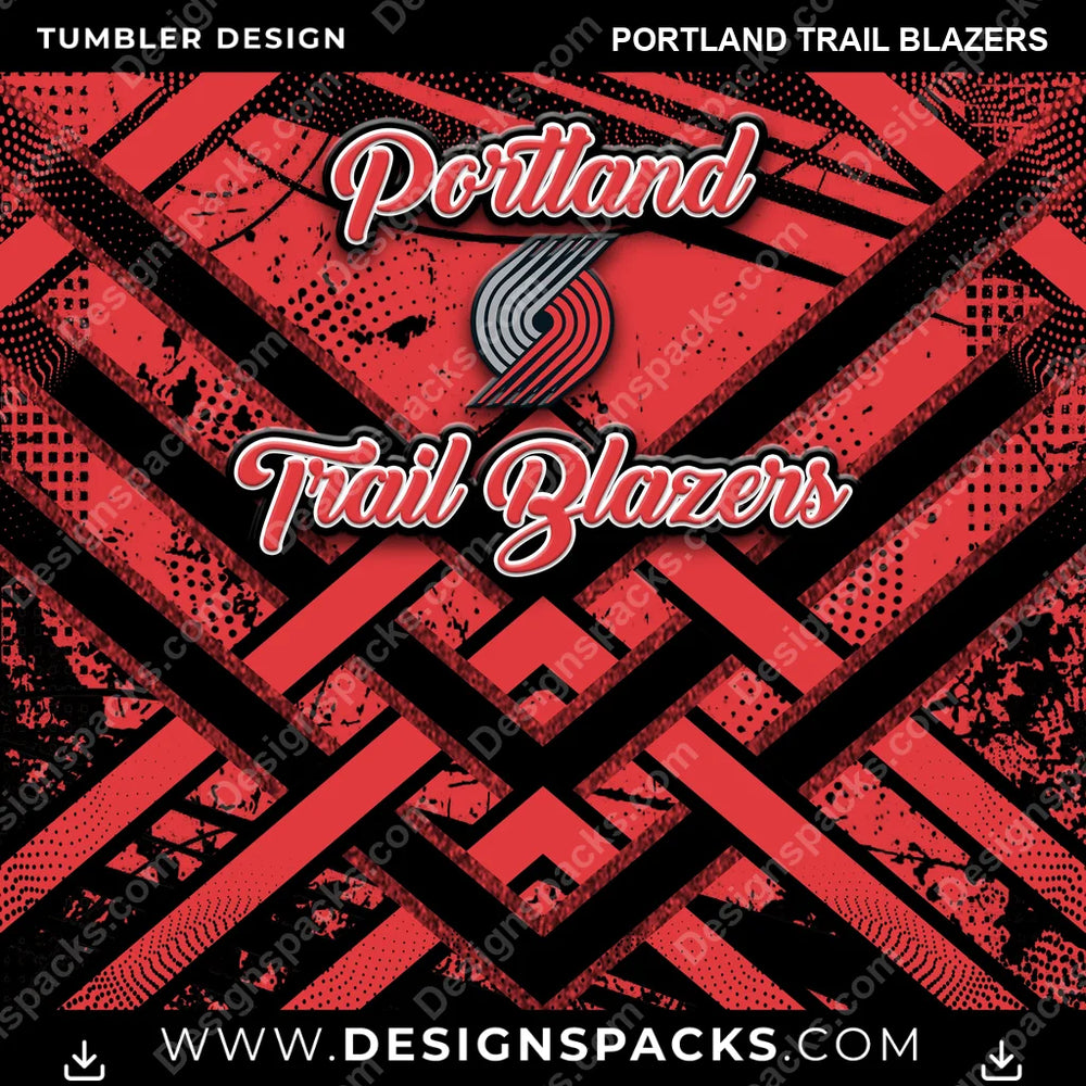 Basketball Glitter Stripe Portland Trail Blazers NBA Basketball Tumbler Digital Wrap Design Download