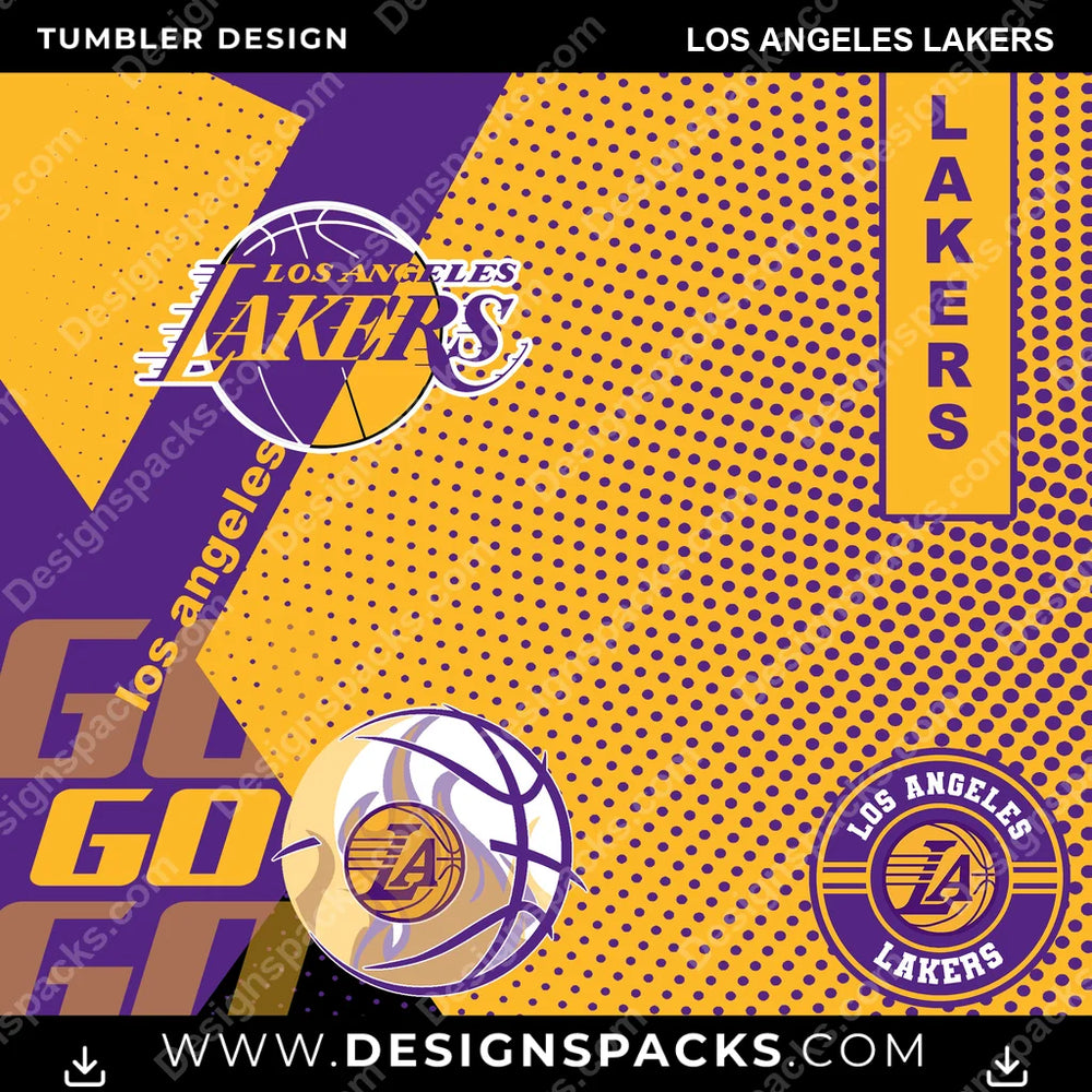 Basketball GO Los Angeles Lakers NBA Basketball Tumbler Digital Wrap Design Download