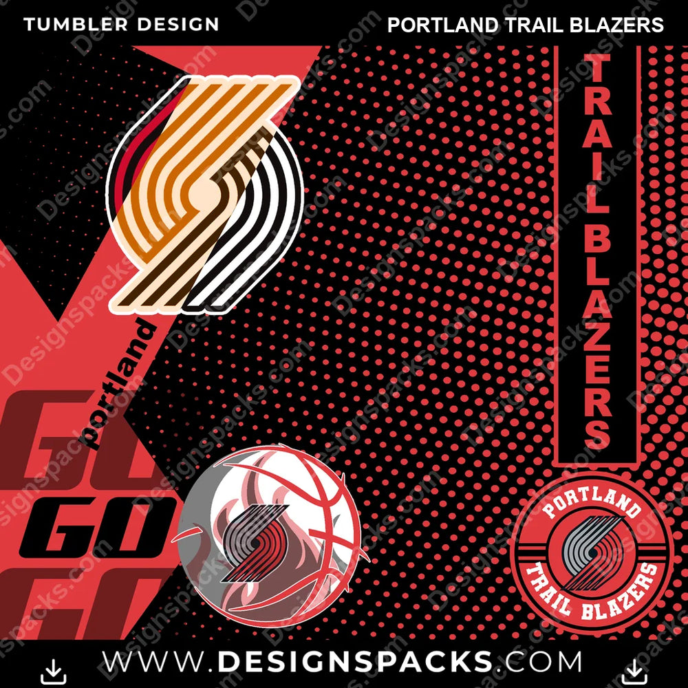 Basketball GO Portland Trail Blazers NBA Basketball Tumbler Digital Wrap Design Download